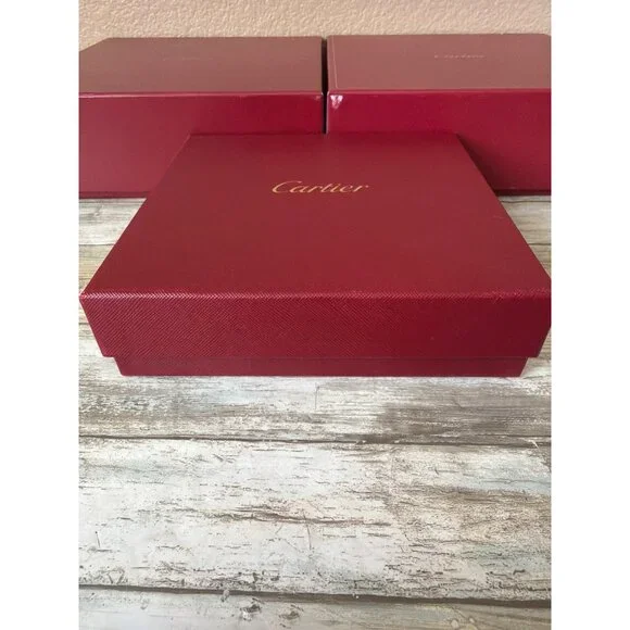 Set of 3 Cartier Red Presentation Jewelry Boxes Gold Logo - Empty - Picture 8 of 16